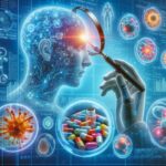 AIが新薬開発と臨床試験を加速する未来医療のビジュアル