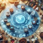 漢方薬とAIの融合を象徴する伝統薬材とデジタルインターフェースの融合イメージ
