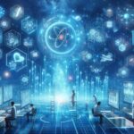 複数の医療研究者が大型モニターを操作し、AIと因果推論による医療ビッグデータ解析を行っている未来的な研究施設のイメージ