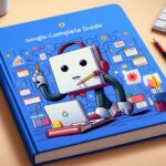 Google NotebookLMを象徴するイラスト付きガイドブックとAIキャラクターの表紙