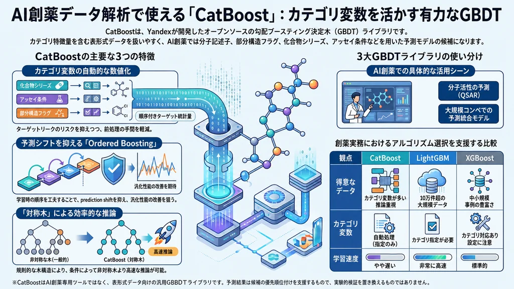 AI創薬データ解析で使えるCatBoostの特徴とGBDTライブラリ比較